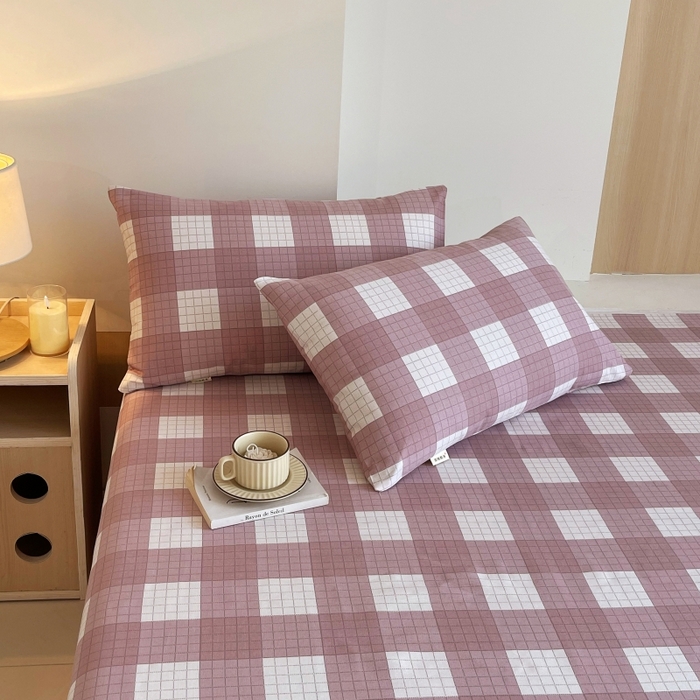 91家纺网 家纺一手货源 找家纺 慕尚家纺 2025新款全棉纯棉老粗布条格床单款凉席席子 格律-豆沙