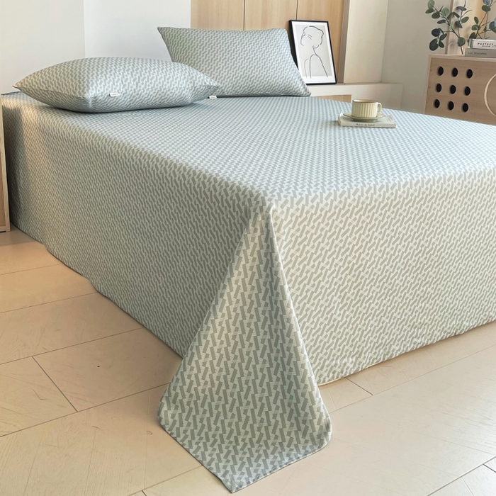 91家纺网 家纺一手货源 找家纺 慕尚家纺 2025新款全棉纯棉老粗布条格床单款凉席席子 卡罗拉-绿