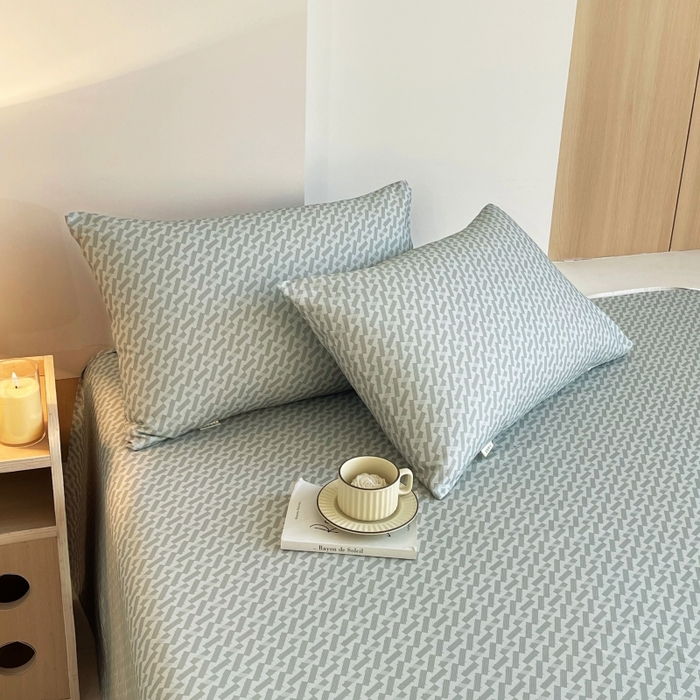 91家纺网 家纺一手货源 找家纺 慕尚家纺 2025新款全棉纯棉老粗布条格床单款凉席席子 卡罗拉-绿