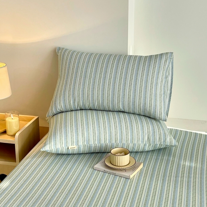 91家纺网 家纺一手货源 找家纺 慕尚家纺 2025新款全棉纯棉老粗布条格床单款凉席席子 米亚