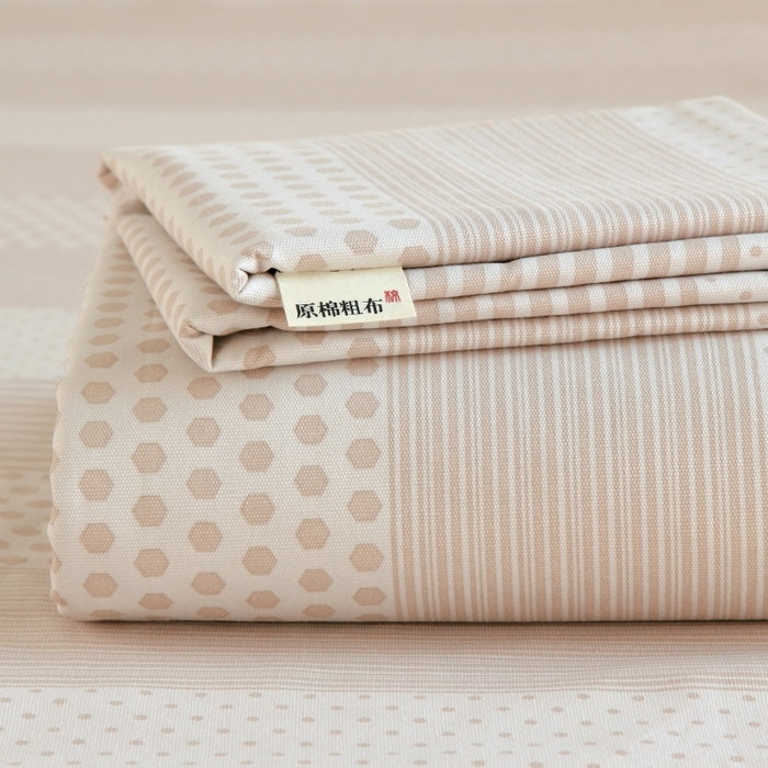 91家纺网 家纺一手货源 找家纺 慕尚家纺 2025新款全棉纯棉老粗布条格床单款凉席席子 暖光-咖