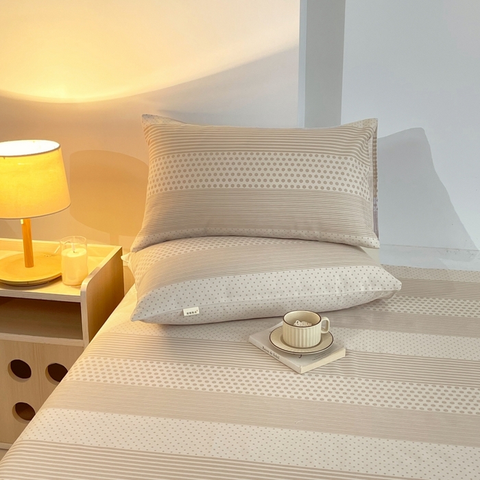 91家纺网 家纺一手货源 找家纺 慕尚家纺 2025新款全棉纯棉老粗布条格床单款凉席席子 暖光-咖