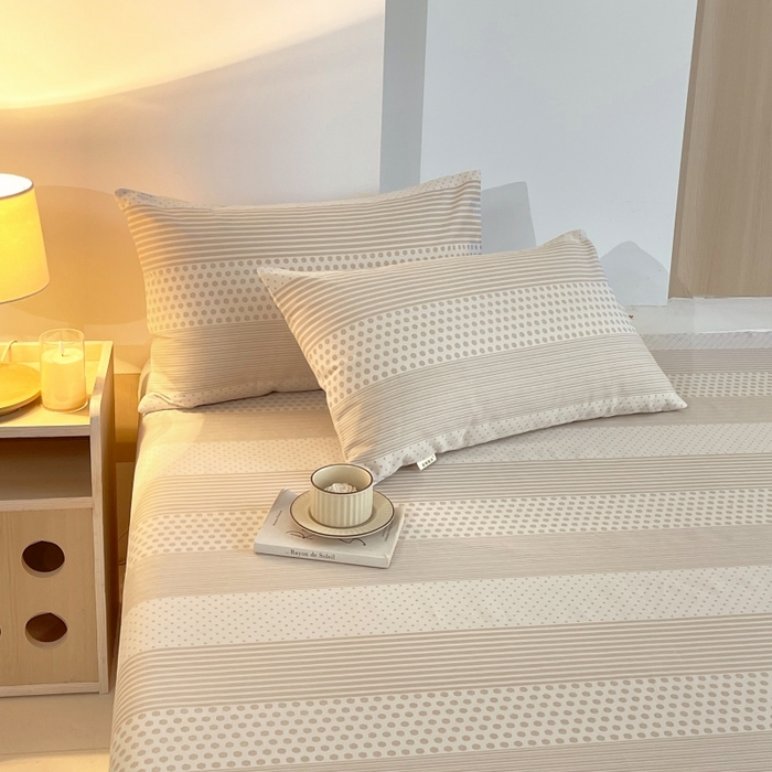 91家纺网 家纺一手货源 找家纺 慕尚家纺 2025新款全棉纯棉老粗布条格床单款凉席席子 暖光-咖