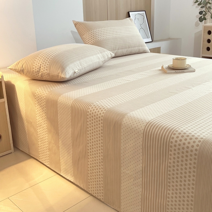 91家纺网 家纺一手货源 找家纺 慕尚家纺 2025新款全棉纯棉老粗布条格床单款凉席席子 暖光-咖