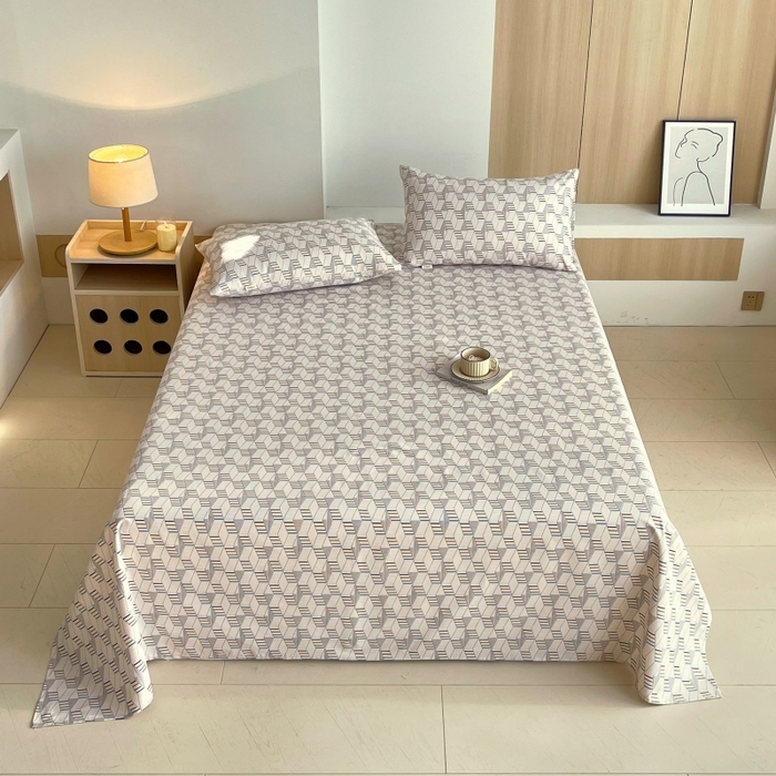 慕尚家纺 2025新款全棉纯棉老粗布条格床单款凉席席子 朴雅