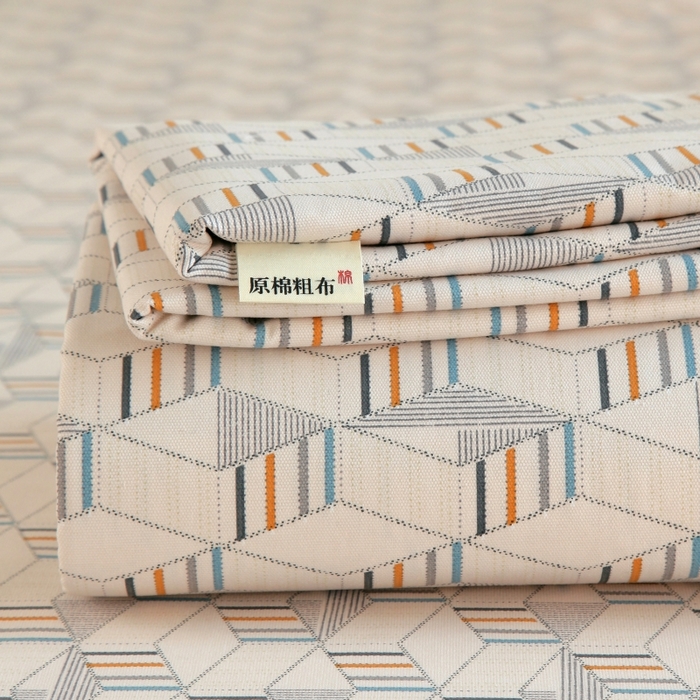 91家纺网 家纺一手货源 找家纺 慕尚家纺 2025新款全棉纯棉老粗布条格床单款凉席席子 朴雅