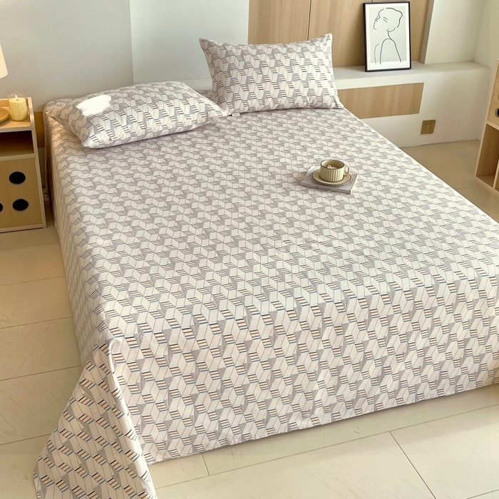 91家纺网 家纺一手货源 找家纺 慕尚家纺 2025新款全棉纯棉老粗布条格床单款凉席席子 朴雅