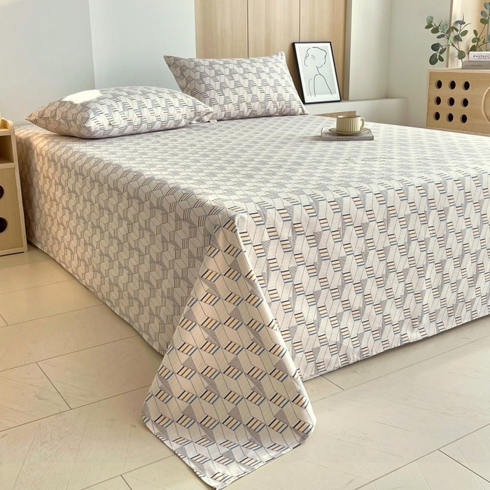 91家纺网 家纺一手货源 找家纺 慕尚家纺 2025新款全棉纯棉老粗布条格床单款凉席席子 朴雅