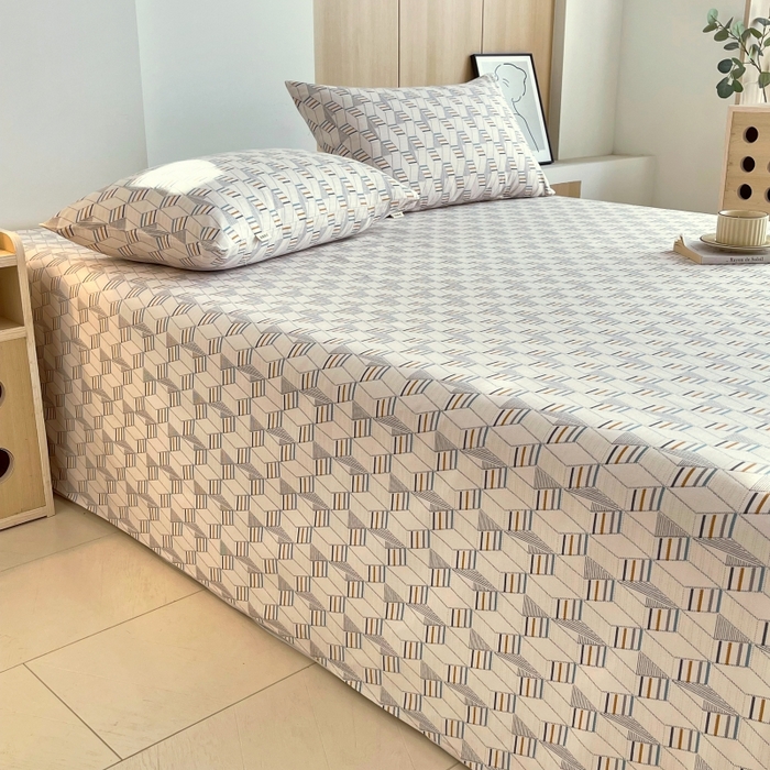 91家纺网 家纺一手货源 找家纺 慕尚家纺 2025新款全棉纯棉老粗布条格床单款凉席席子 朴雅