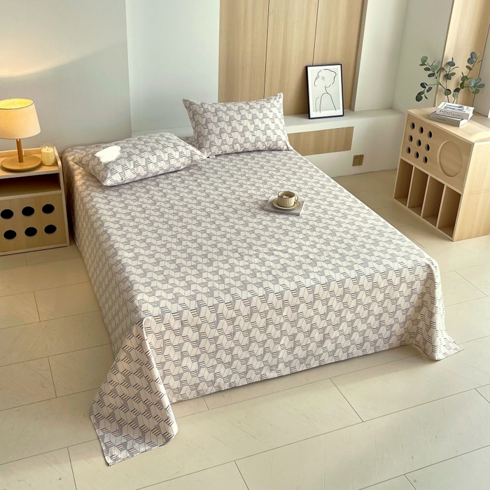 91家纺网 家纺一手货源 找家纺 慕尚家纺 2025新款全棉纯棉老粗布条格床单款凉席席子 朴雅