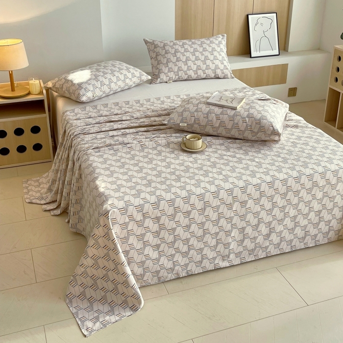 91家纺网 家纺一手货源 找家纺 慕尚家纺 2025新款全棉纯棉老粗布条格床单款凉席席子 朴雅