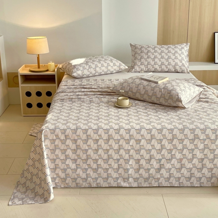 91家纺网 家纺一手货源 找家纺 慕尚家纺 2025新款全棉纯棉老粗布条格床单款凉席席子 朴雅