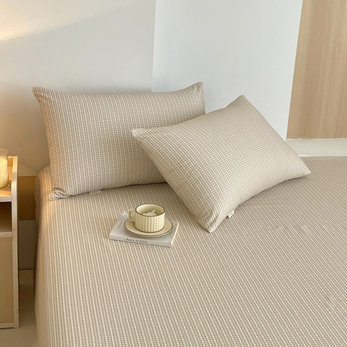 91家纺网 家纺一手货源 找家纺 慕尚家纺 2025新款全棉纯棉老粗布条格床单款凉席席子 塞约-绿