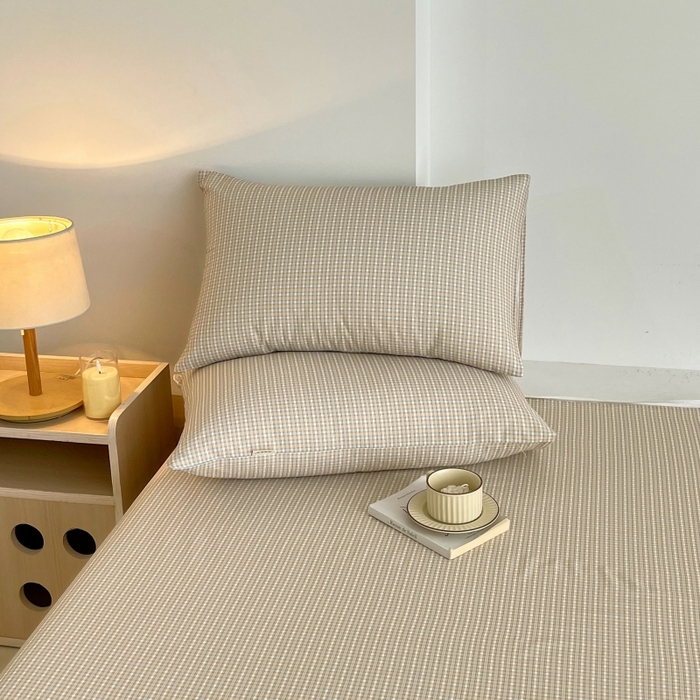 91家纺网 家纺一手货源 找家纺 慕尚家纺 2025新款全棉纯棉老粗布条格床单款凉席席子 塞约-绿