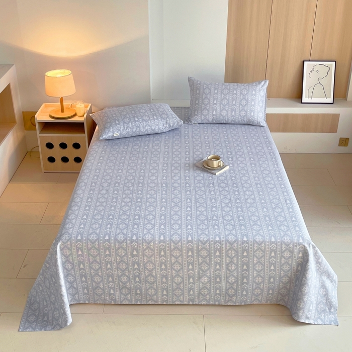 慕尚家纺 2025新款全棉纯棉老粗布条格床单款凉席席子 微澜