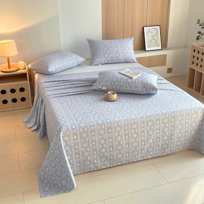 91家纺网 家纺一手货源 找家纺 慕尚家纺 2025新款全棉纯棉老粗布条格床单款凉席席子 微澜