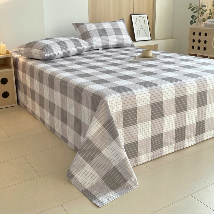 91家纺网 家纺一手货源 找家纺 慕尚家纺 2025新款全棉纯棉老粗布条格床单款凉席席子 休闲生活-灰