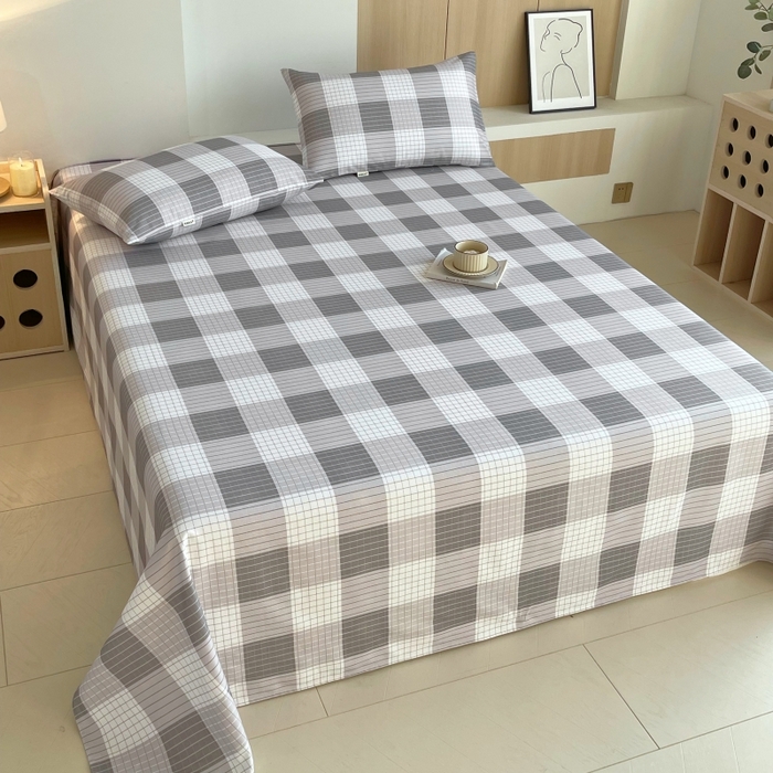 91家纺网 家纺一手货源 找家纺 慕尚家纺 2025新款全棉纯棉老粗布条格床单款凉席席子 休闲生活-灰