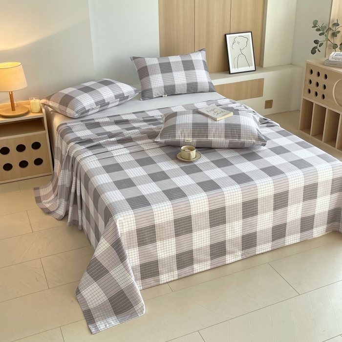 91家纺网 家纺一手货源 找家纺 慕尚家纺 2025新款全棉纯棉老粗布条格床单款凉席席子 休闲生活-灰