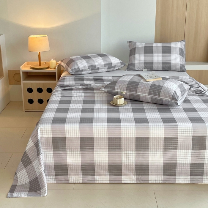 91家纺网 家纺一手货源 找家纺 慕尚家纺 2025新款全棉纯棉老粗布条格床单款凉席席子 休闲生活-灰