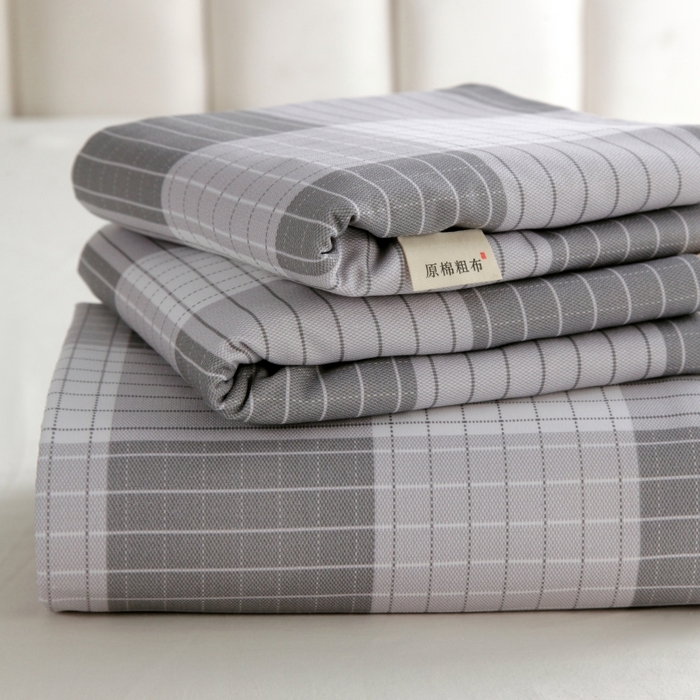 91家纺网 家纺一手货源 找家纺 慕尚家纺 2025新款全棉纯棉老粗布条格床单款凉席席子 休闲生活-灰