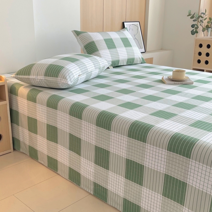 91家纺网 家纺一手货源 找家纺 慕尚家纺 2025新款全棉纯棉老粗布条格床单款凉席席子 休闲生活-绿