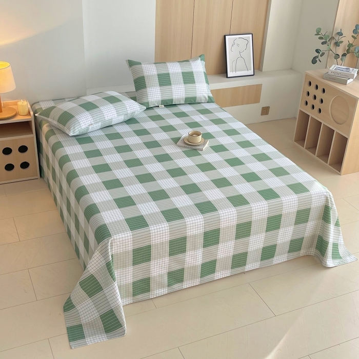 91家纺网 家纺一手货源 找家纺 慕尚家纺 2025新款全棉纯棉老粗布条格床单款凉席席子 休闲生活-绿