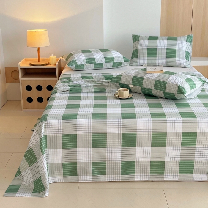 91家纺网 家纺一手货源 找家纺 慕尚家纺 2025新款全棉纯棉老粗布条格床单款凉席席子 休闲生活-绿