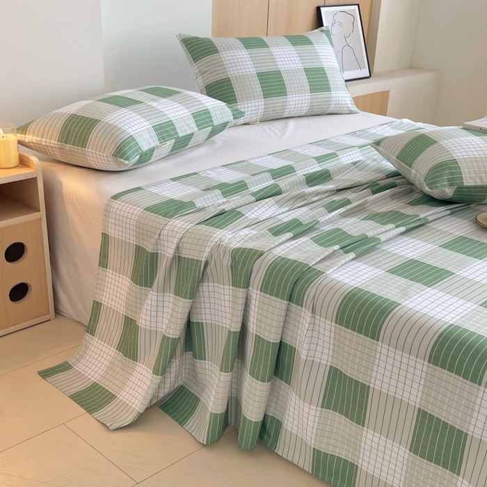 91家纺网 家纺一手货源 找家纺 慕尚家纺 2025新款全棉纯棉老粗布条格床单款凉席席子 休闲生活-绿