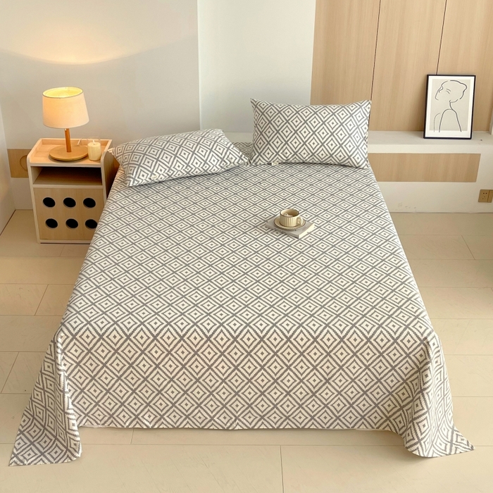 慕尚家纺 2025新款全棉纯棉老粗布条格床单款凉席席子 致青春