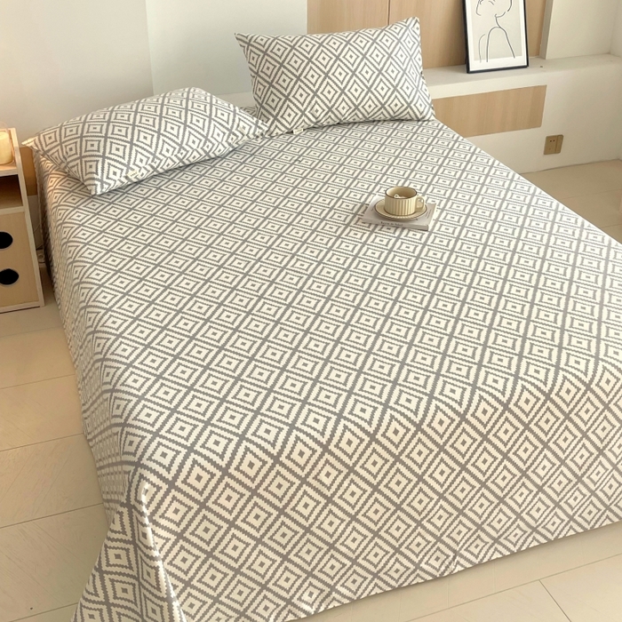 91家纺网 家纺一手货源 找家纺 慕尚家纺 2025新款全棉纯棉老粗布条格床单款凉席席子 致青春