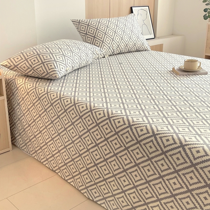 91家纺网 家纺一手货源 找家纺 慕尚家纺 2025新款全棉纯棉老粗布条格床单款凉席席子 致青春