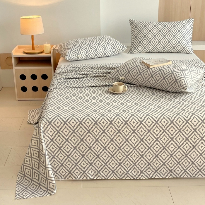 91家纺网 家纺一手货源 找家纺 慕尚家纺 2025新款全棉纯棉老粗布条格床单款凉席席子 致青春