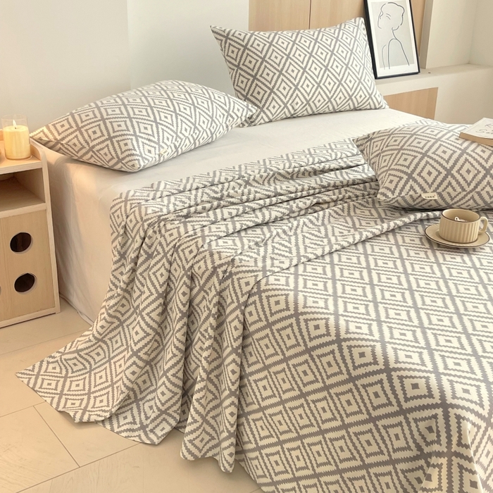 91家纺网 家纺一手货源 找家纺 慕尚家纺 2025新款全棉纯棉老粗布条格床单款凉席席子 致青春