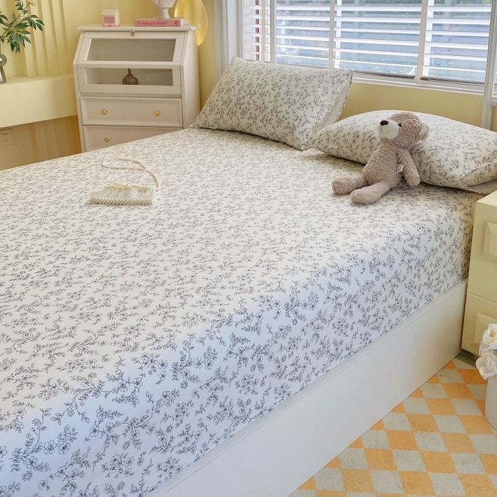 91家纺网 家纺一手货源 找家纺 （总）慕尚家纺 2025新款全棉纯棉老粗布花卉床笠款凉席席子