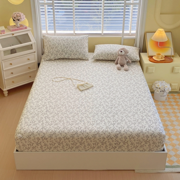 91家纺网 家纺一手货源 找家纺 （总）慕尚家纺 2025新款全棉纯棉老粗布花卉床笠款凉席席子