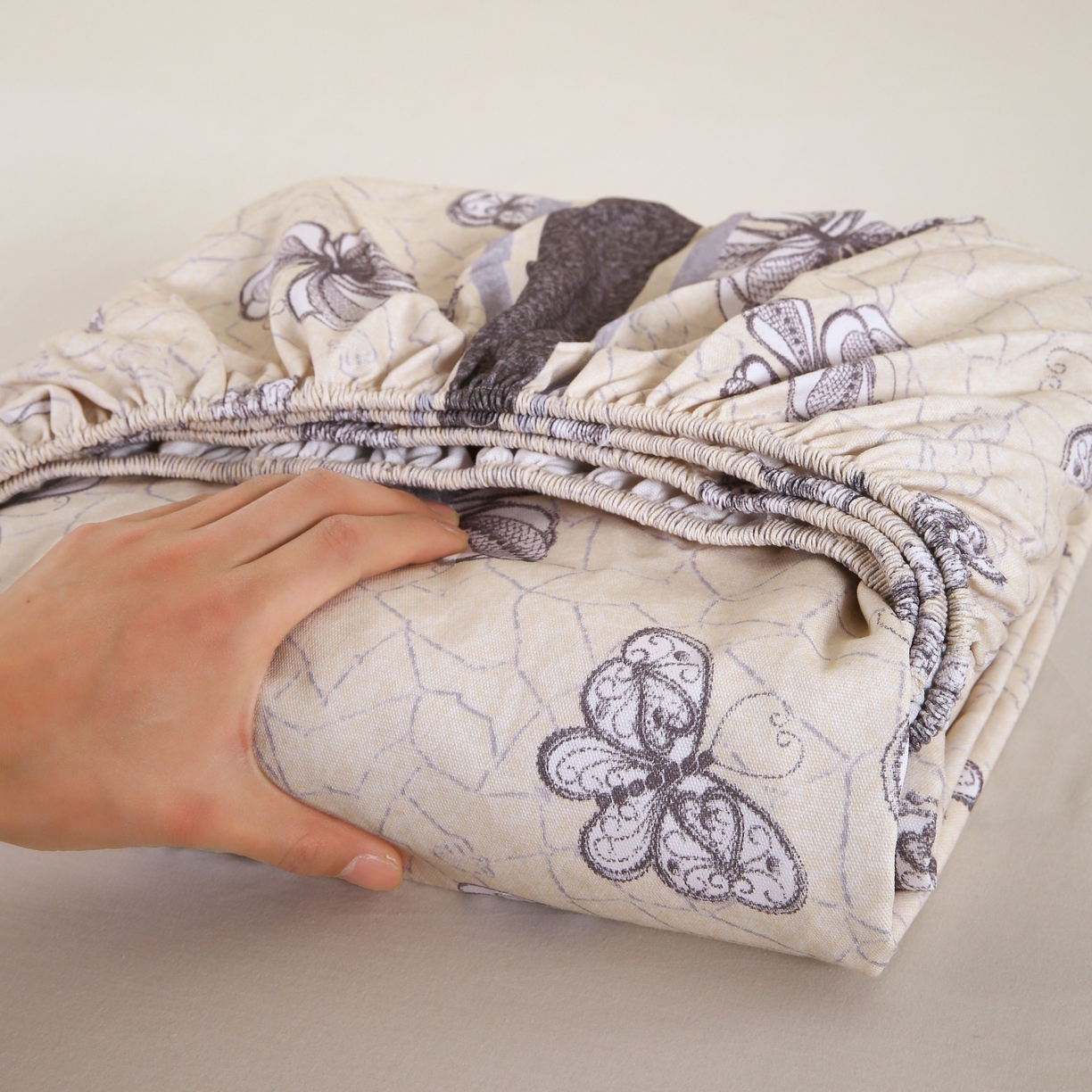 91家纺网 家纺一手货源 找家纺 （总）慕尚家纺 2025新款全棉纯棉老粗布花卉床笠款凉席席子