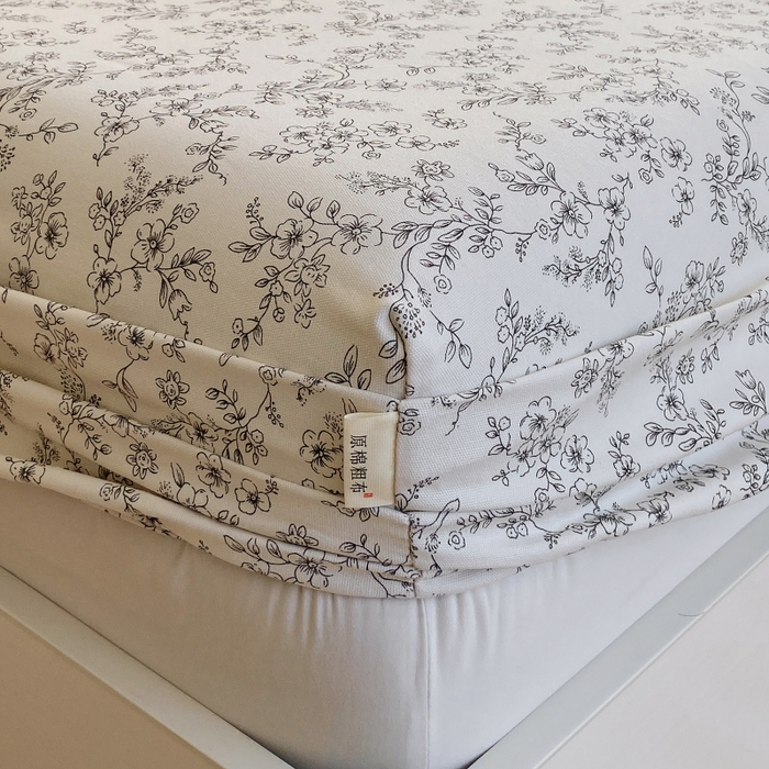 91家纺网 家纺一手货源 找家纺 慕尚家纺 2025新款全棉纯棉老粗布花卉床笠款凉席席子 繁花