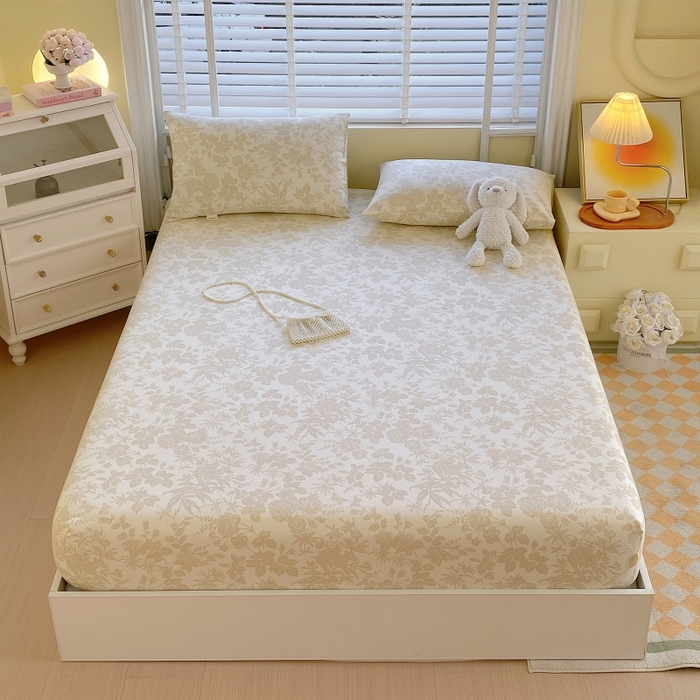 91家纺网 家纺一手货源 找家纺 慕尚家纺 2025新款全棉纯棉老粗布花卉床笠款凉席席子 枫叶