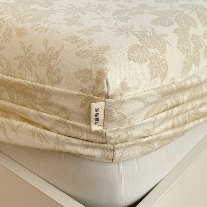 91家纺网 家纺一手货源 找家纺 慕尚家纺 2025新款全棉纯棉老粗布花卉床笠款凉席席子 枫叶