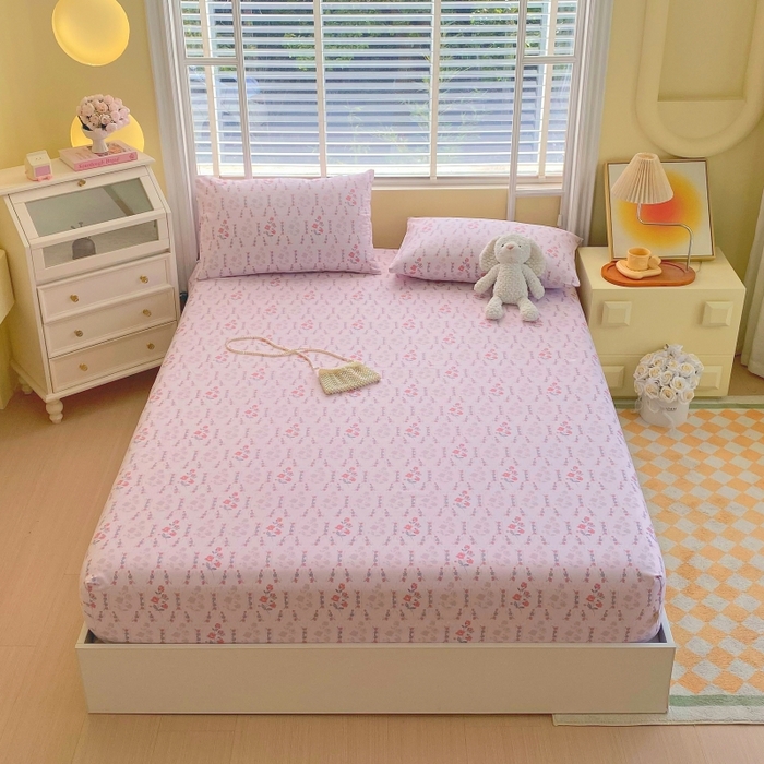 91家纺网 家纺一手货源 找家纺 慕尚家纺 2025新款全棉纯棉老粗布花卉床笠款凉席席子 花花世界