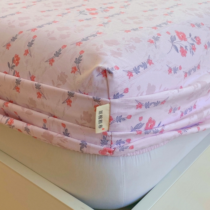 91家纺网 家纺一手货源 找家纺 慕尚家纺 2025新款全棉纯棉老粗布花卉床笠款凉席席子 花花世界