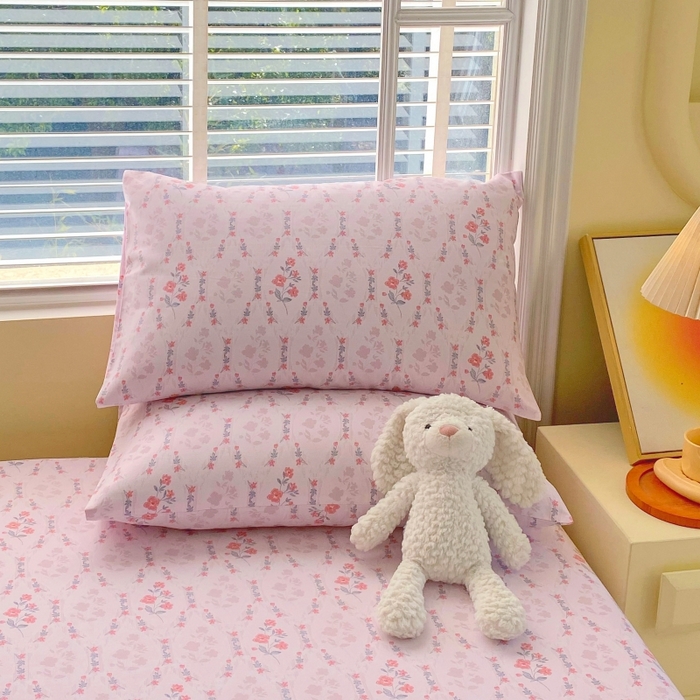 91家纺网 家纺一手货源 找家纺 慕尚家纺 2025新款全棉纯棉老粗布花卉床笠款凉席席子 花花世界