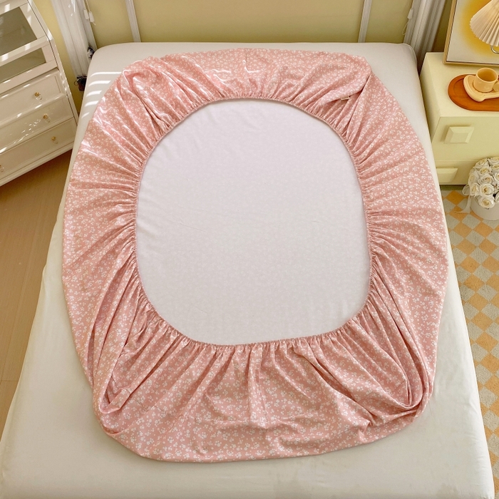 91家纺网 家纺一手货源 找家纺 慕尚家纺 2025新款全棉纯棉老粗布花卉床笠款凉席席子 花语