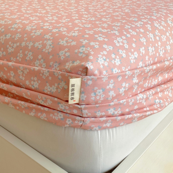 91家纺网 家纺一手货源 找家纺 慕尚家纺 2025新款全棉纯棉老粗布花卉床笠款凉席席子 花语