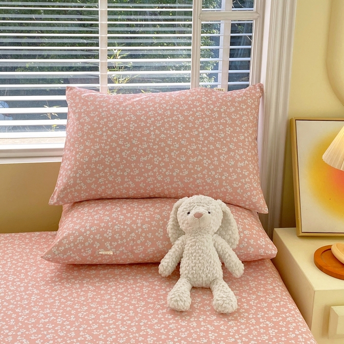 91家纺网 家纺一手货源 找家纺 慕尚家纺 2025新款全棉纯棉老粗布花卉床笠款凉席席子 花语