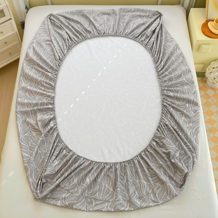 91家纺网 家纺一手货源 找家纺 慕尚家纺 2025新款全棉纯棉老粗布花卉床笠款凉席席子 兰羽-叶韵