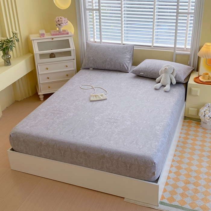 91家纺网 家纺一手货源 找家纺 慕尚家纺 2025新款全棉纯棉老粗布花卉床笠款凉席席子 梦境