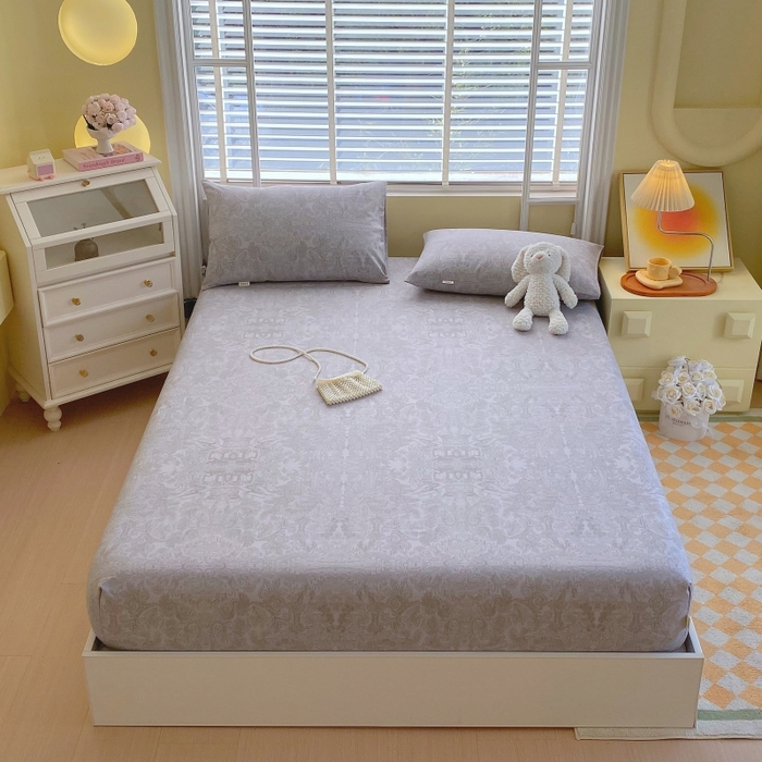 91家纺网 家纺一手货源 找家纺 慕尚家纺 2025新款全棉纯棉老粗布花卉床笠款凉席席子 梦境