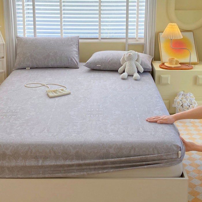 91家纺网 家纺一手货源 找家纺 慕尚家纺 2025新款全棉纯棉老粗布花卉床笠款凉席席子 梦境